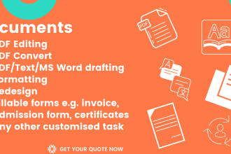 format, design, convert and create pdf, ms word documents