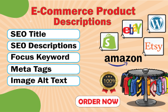 do product listing shopify, ebay, etsy, wordpress SEO product descriptions