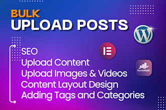 do wordpress content upload posts, pages, articles, SEO optimized blog posts