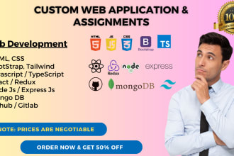 develop responsive full stack web application assignment using react and node js