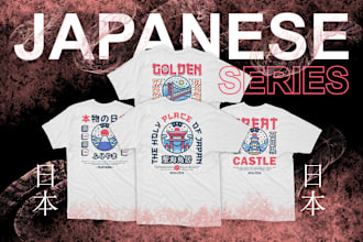 do japanese style or monoline illustration for tshirt merch