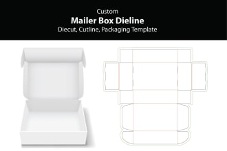 create custom packaging box dieline, cut lines template and die cut