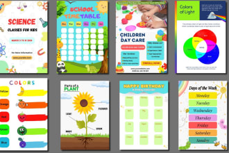make an attractive educational poster and flyer designs for kids
