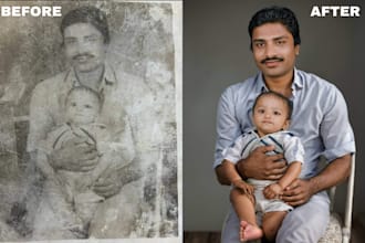 do professional old photo repair and restoration, colorize