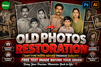 do professional old photo repair and restoration, colorize