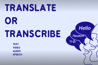 do translation transcription english to other languages video translation