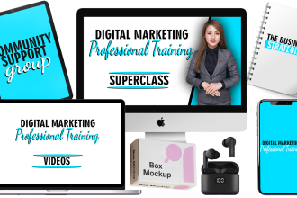 design digital product mockup, book mockup, and online course bundle