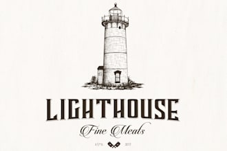 do eye catching light house logo design with new concept