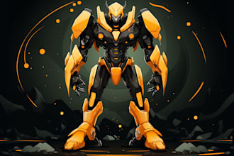 create mecha character caricature and friendship portrait