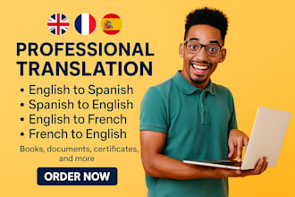 translate english to spanish manually, french traduction, spanish to english