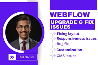 fix webflow website issues, bugs, updates, customization, responsive solutions