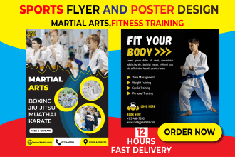 design sports flyer and poster of martial arts flyer, fitness flyer