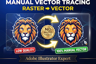 be tracing raster to vector by manual vectorization in adobe illustrator