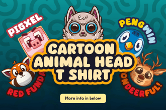 draw cute and unique animal head cartoon t shirt designs