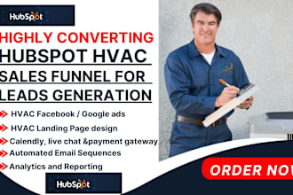 build hvac hubspot sales funnel home service landing page for leads