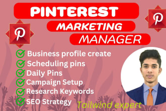 be your professional pinterest marketing manager,seo and tailwind expert