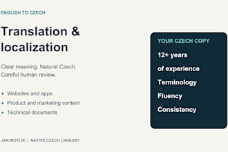 translate english to czech and localize your website or app