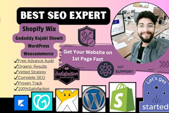 advance shopify SEO and rank wix, godaddy, kajabi, showit, wordpress woocommerce