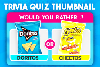 design catchy  thumbnails for youtube trivia quiz questions in any topic