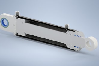 design 3d hydraulic cylinders and create 2d technical drawings