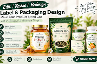 edit, resize, redesign product label and packaging design