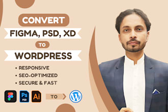 convert figma to wordpress, PSD to wordpress, figma to elementor or divi, acf