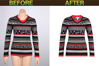make symmetrical ghost mannequin, neck joint, wrinkle remove