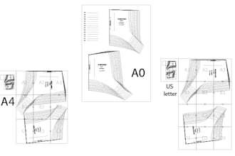 create a tiled PDF sewing pattern for  a0, a4, US letter, projector file formats