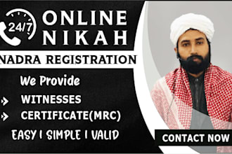 do an online nikah with witnesses and nadra registration