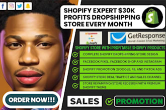 do 30k dropshipping website shopify store design klaviyo sales funnel redesign