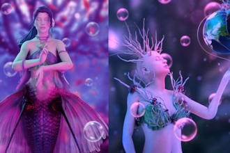 design high quality 3d character fantasy, sci fi and concept art