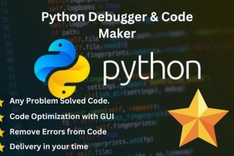 make, design, debug python code, fix, remove python errors