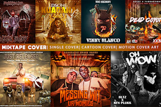 design album cover, mixtape cover, single cover art, cartoon art