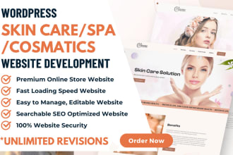 design skin care wordpress website, cosmetic website, makeup, beauty saloon site