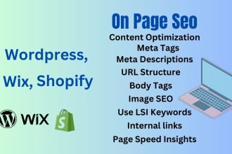 do fix onpage seo for site wordpress, wix and shopify