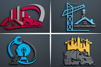 design construction,concrete,welding and builder logo