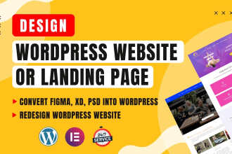 create a responsive wordpress website elementor or elementor pro landing page