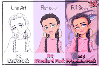 do cartoon portraits characters in sketch style