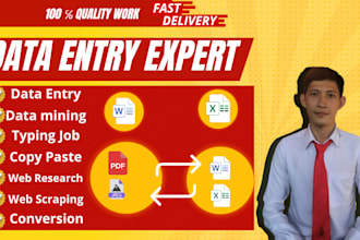 data entry, copy paste, data collection, data mining, and pdf or jpeg to word