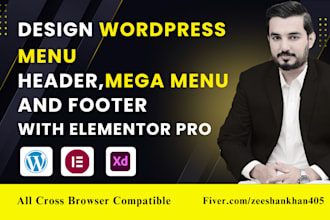 design or fix your wordpress elementor pro header, footer, or mega menu