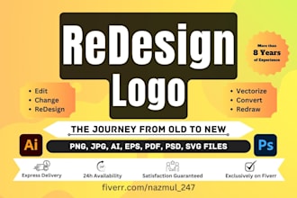 do redesign, modify, vectorize, redraw or recreate your existing logo