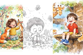 illustrate children story book illustration, children story, book illustration