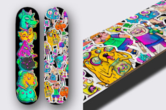 draw illustration for skate , apparel , shop