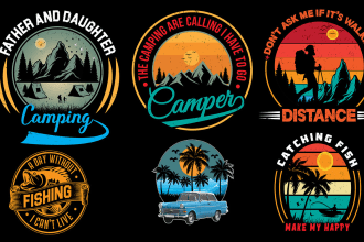 do retro vintage t shirt design and camping t shirt