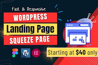 design wordpress landing page squeeze page elementor landing page sales page