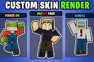 make 5 custom minecraft skin render