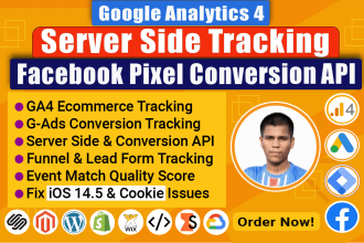 setup google analytics 4 facebook pixel conversion API ga4 server side tracking