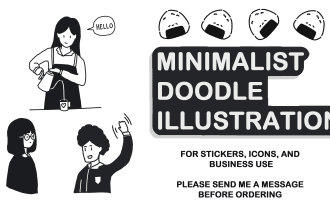 draw minimalist line art doodle illustration and icons