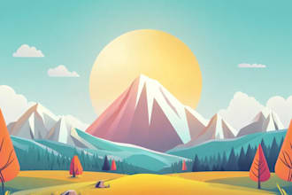 draw flat vector landscape character caricature and friendship portrait