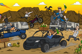 create an epic family or group cartoon illustration